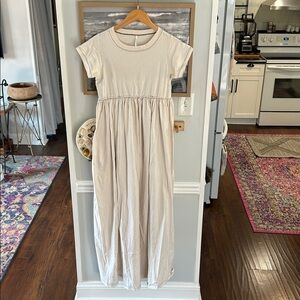 Free People Cream Maxi Dress with Short Sleeves